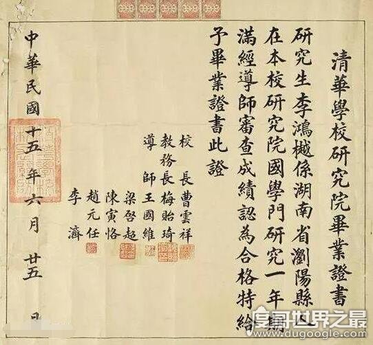 史上最牛毕业证，导师阵容强大令人惊叹(有许多历史名人)