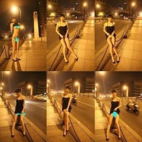 上海裸拍门事件照片，妙龄女子当街脱衣露私处