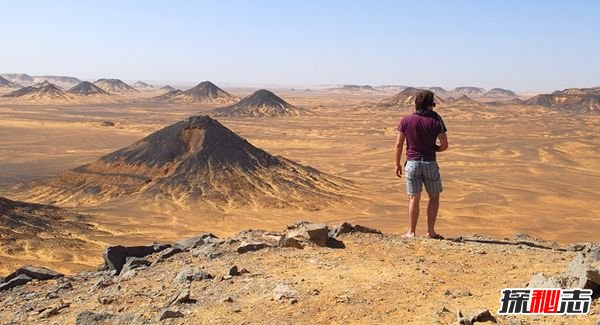 埃及黑色沙漠:沙漠中的黑色石头(火山喷发)