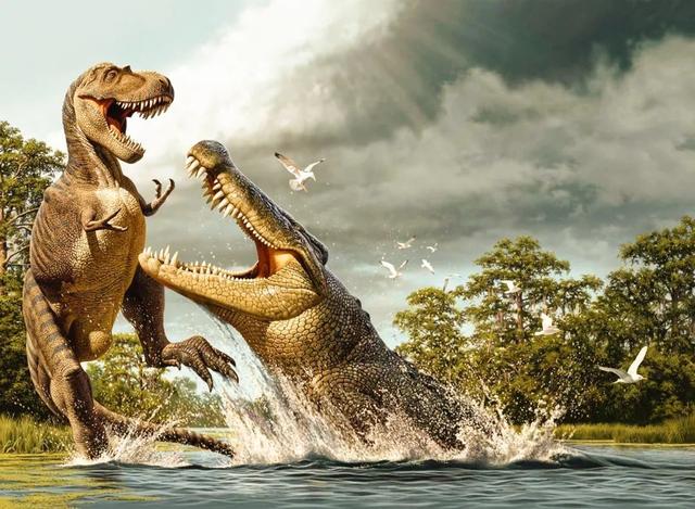 恐龙是一个时代的霸主，却还有可能是食物（鳄鱼的餐食）