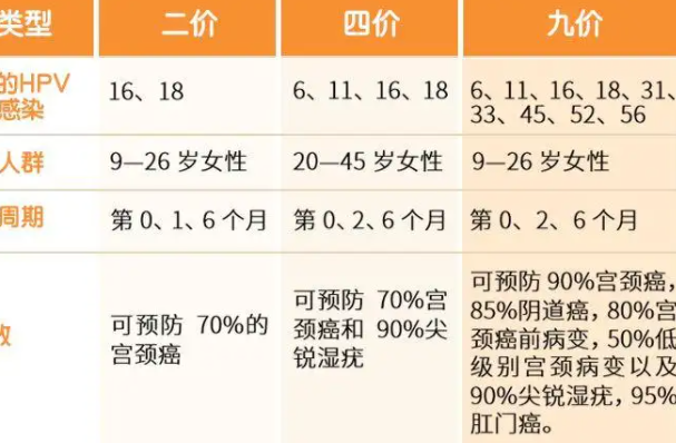 2价4价9价的区别：应用型别不同(应用的年龄段也不同)