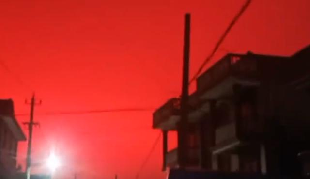 浙江舟山出现的血红天空，是自然灾害的前兆吗（太阳爆发）