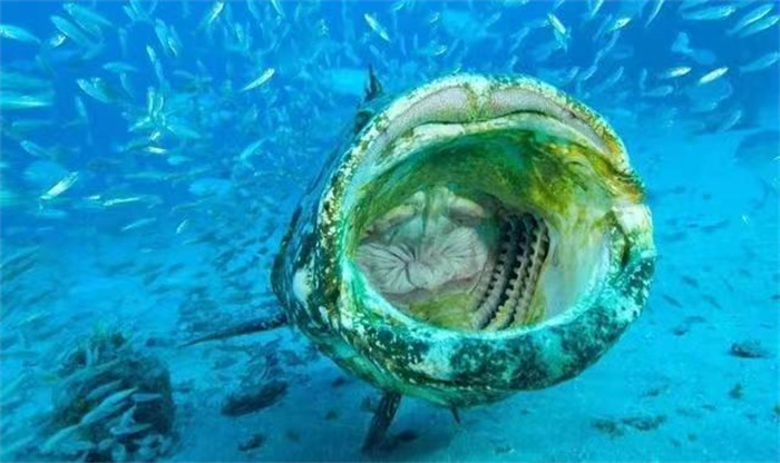 深海巨物  玛利亚石斑鱼  体长可达四五米 连鲨鱼也能一口吞下