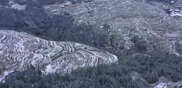 贵州梯田雪后形成大地指纹 大地指纹如何形成的